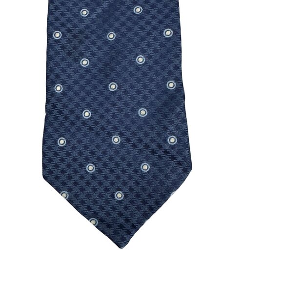Tommy Hilfiger Navy Blue Silk Tie Circle Pattern Made In USA Classic Menswear - Picture 4 of 5